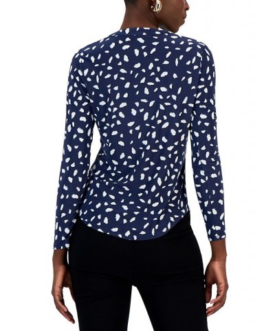 Petite Printed Zip-Pocket Top Anya Animal Blue $20.86 Tops