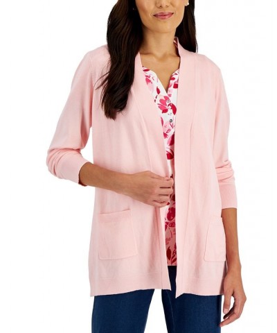 Women's Two Pocket Cardigan Soft Pink $15.79 Sweaters