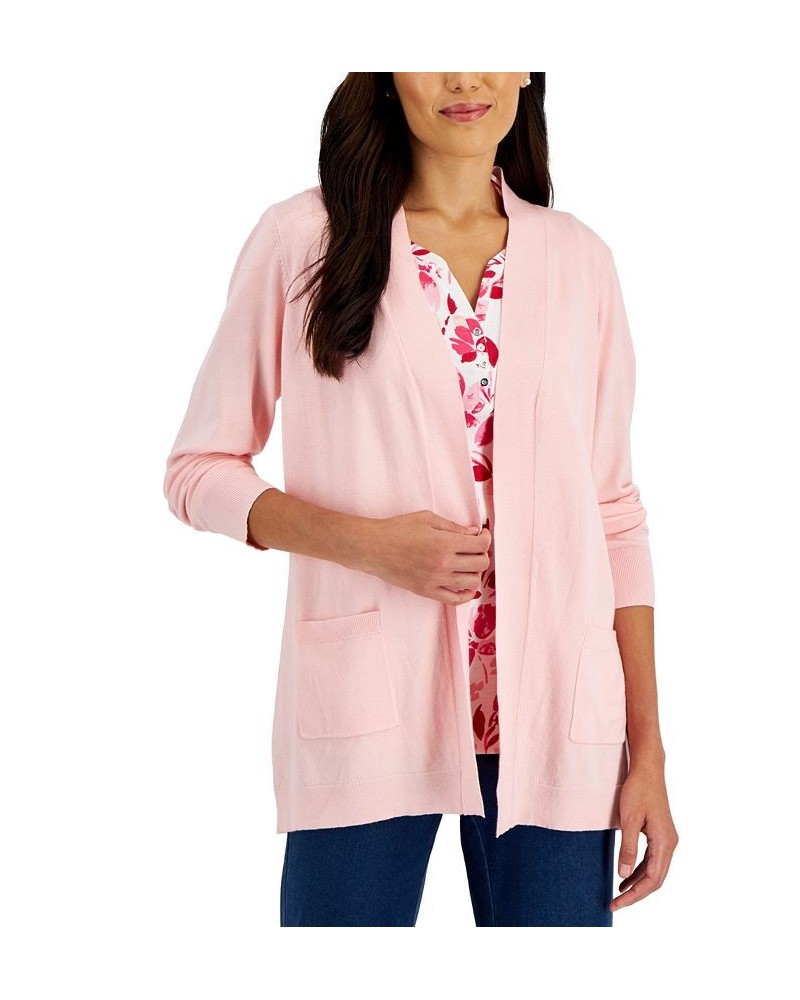 Women's Two Pocket Cardigan Soft Pink $15.79 Sweaters