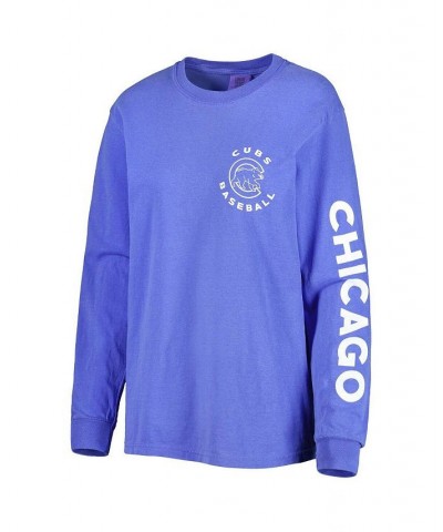 Women's Royal Chicago Cubs Team Pigment Dye Long Sleeve T-shirt Royal $30.59 Tops