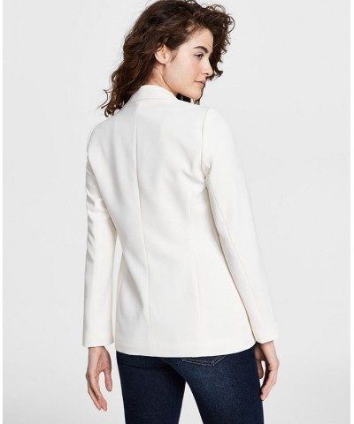 Women's Textured-Crepe Button-Front Blazer White $31.60 Jackets