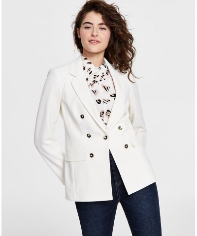 Women's Textured-Crepe Button-Front Blazer White $31.60 Jackets