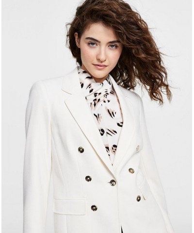 Women's Textured-Crepe Button-Front Blazer White $31.60 Jackets