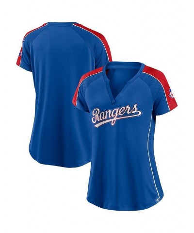 Women's Branded Royal and Red Texas Rangers True Classic League Diva Pinstripe Raglan V-Neck T-shirt Royal, Red $37.09 Tops