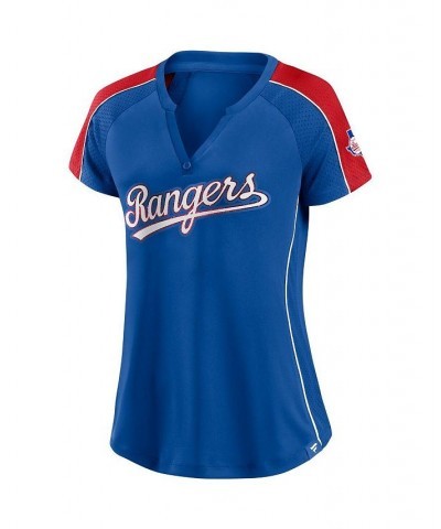 Women's Branded Royal and Red Texas Rangers True Classic League Diva Pinstripe Raglan V-Neck T-shirt Royal, Red $37.09 Tops