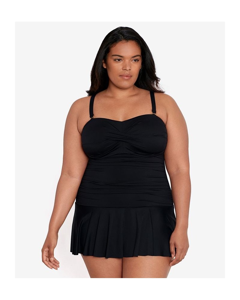 Plus Size Twist Shirred One-Piece Swimsuit Black $90.00 Swimsuits