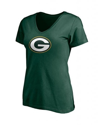 Women's Branded Aaron Rodgers Green Green Bay Packers Player Icon Name and Number V-Neck T-Shirt Green $20.70 Tops