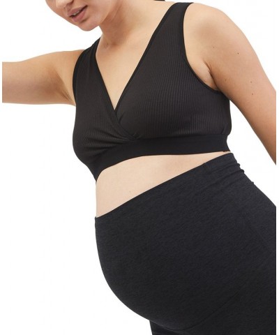 Ribbed Knit Maternity & Nursing Bralette Black $17.49 Bras