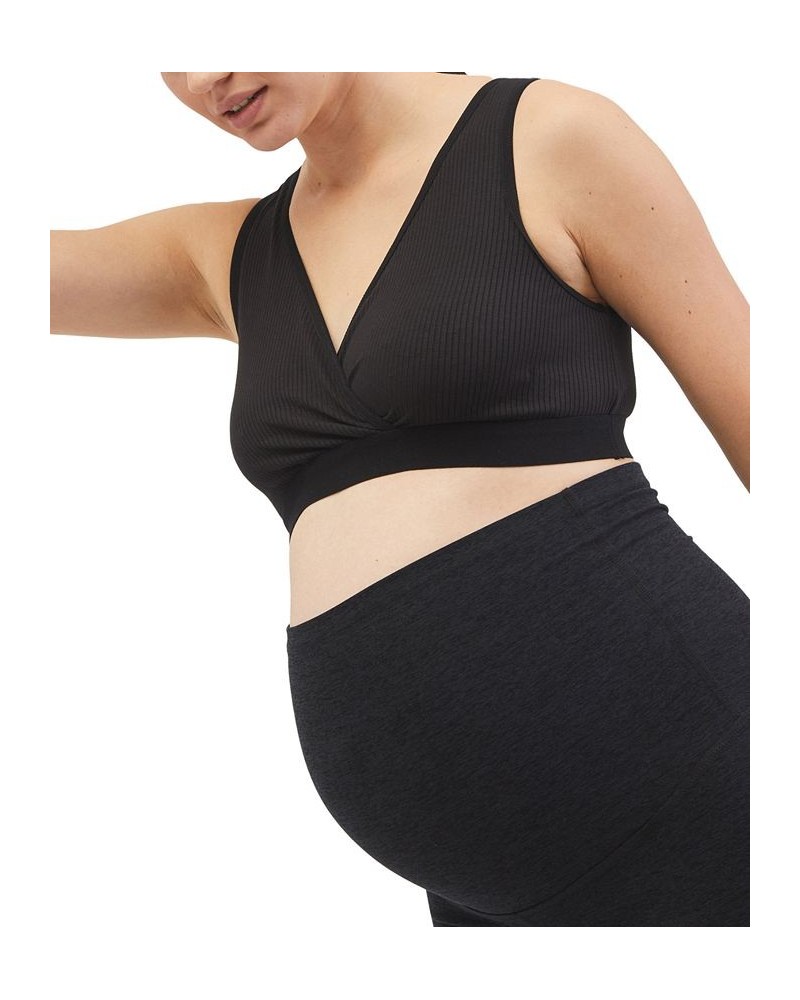 Ribbed Knit Maternity & Nursing Bralette Black $17.49 Bras