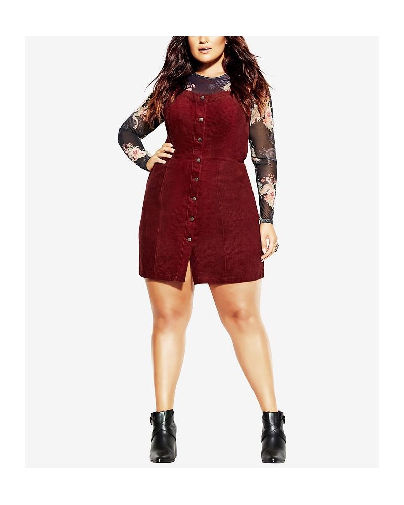 Trendy Plus Size Sweet Corduroy Dress Red $52.47 Dresses