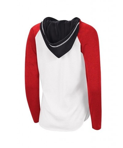 Women's White Red Detroit Red Wings MVP Raglan Hoodie T-shirt Red $27.99 Tops