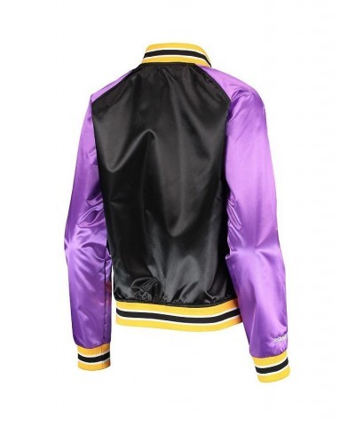 Women's Black Los Angeles Lakers Hardwood Classics Raglan Satin Full-Snap Jacket Black $52.80 Jackets