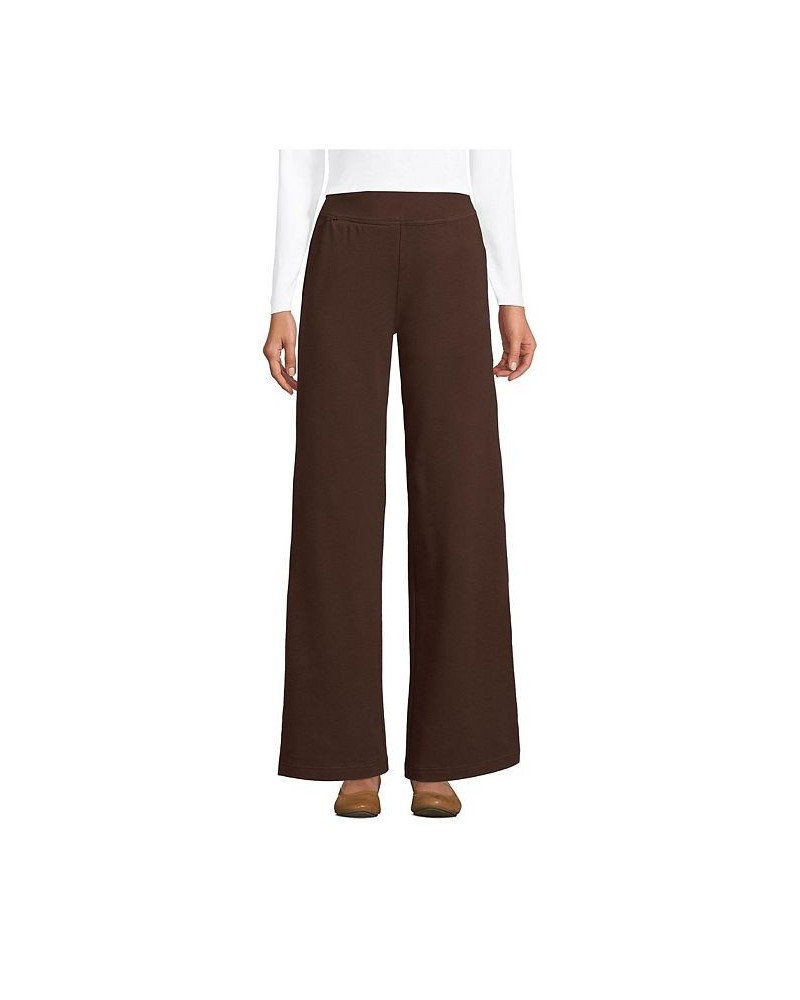 Women's Petite Starfish Mid Rise Wide Leg Pull On Pants Brown $31.48 Pants