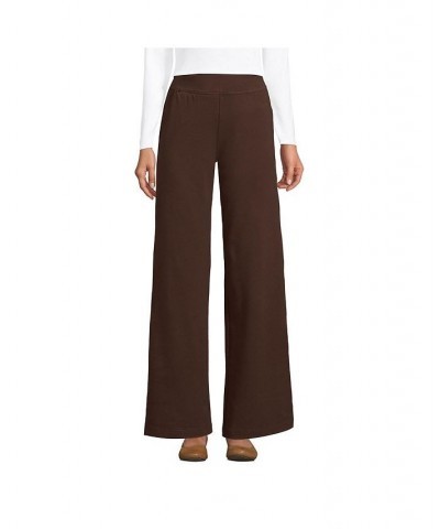 Women's Petite Starfish Mid Rise Wide Leg Pull On Pants Brown $31.48 Pants