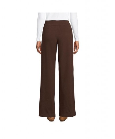 Women's Petite Starfish Mid Rise Wide Leg Pull On Pants Brown $31.48 Pants