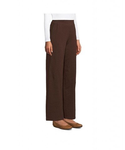 Women's Petite Starfish Mid Rise Wide Leg Pull On Pants Brown $31.48 Pants