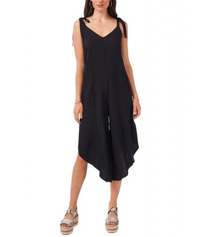 Solid Tie-Shoulder Cascading Jumpsuit Rich Black $40.29 Pants