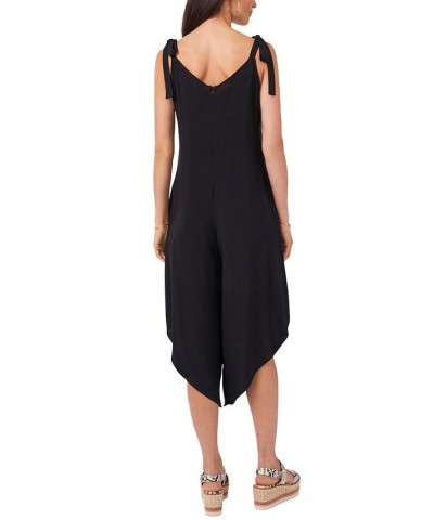 Solid Tie-Shoulder Cascading Jumpsuit Rich Black $40.29 Pants