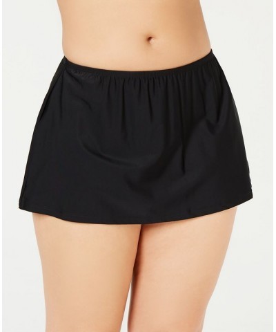 Plus Size Racerback Tankini Top & Swim Skirt Black $35.39 Swimsuits