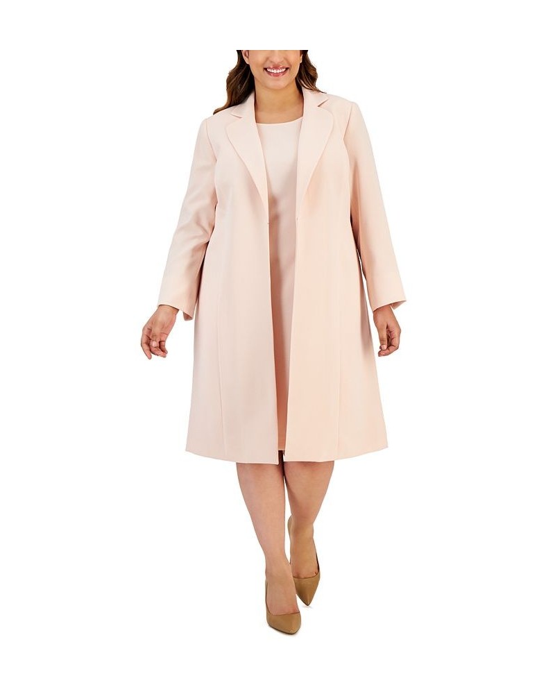 Plus Size Sheath Dress & Long Topper Jacket Pink $102.00 Suits