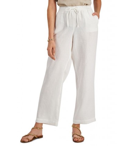 Petite Linen Drawstring Pants Bright White $18.35 Pants