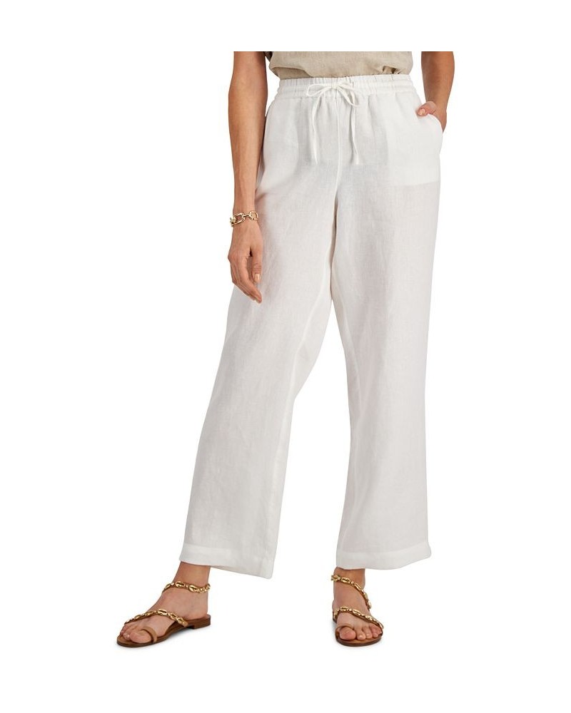 Petite Linen Drawstring Pants Bright White $18.35 Pants