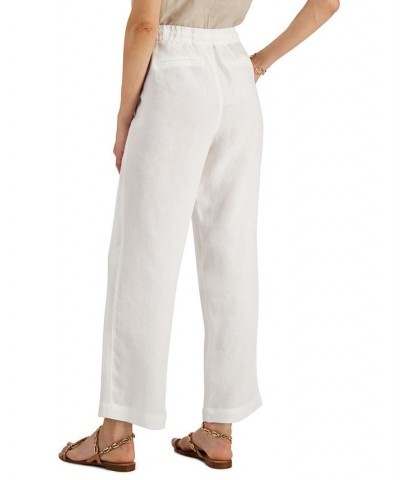 Petite Linen Drawstring Pants Bright White $18.35 Pants