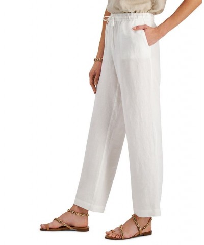 Petite Linen Drawstring Pants Bright White $18.35 Pants