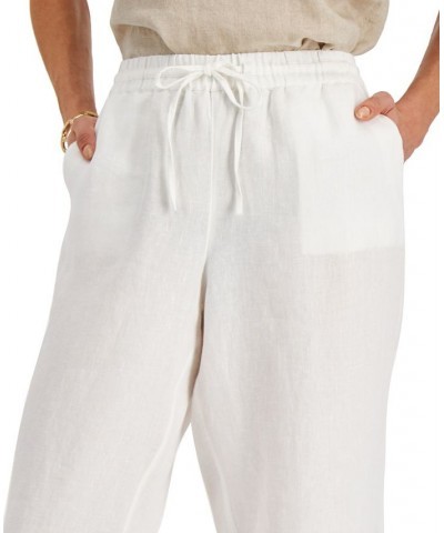 Petite Linen Drawstring Pants Bright White $18.35 Pants