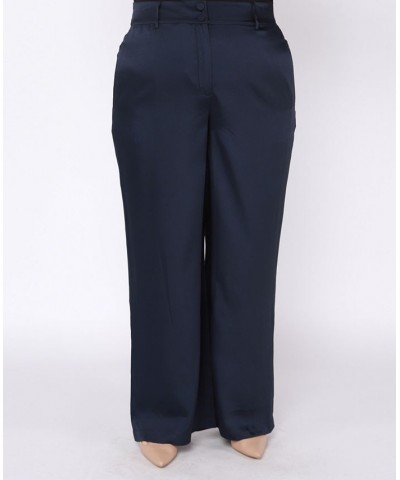 Plus Size Wide-Leg Smocked-Waist Pants Blue $33.63 Pants