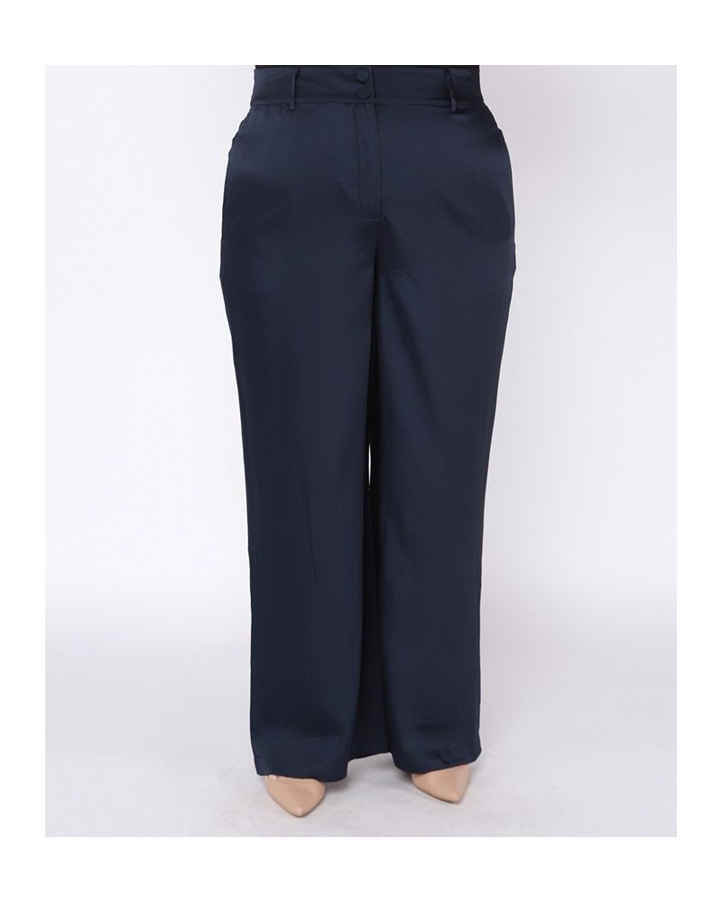 Plus Size Wide-Leg Smocked-Waist Pants Blue $33.63 Pants