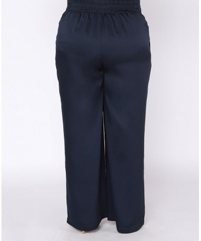 Plus Size Wide-Leg Smocked-Waist Pants Blue $33.63 Pants