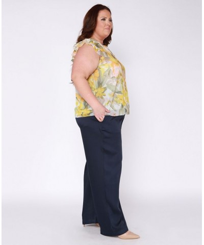 Plus Size Wide-Leg Smocked-Waist Pants Blue $33.63 Pants