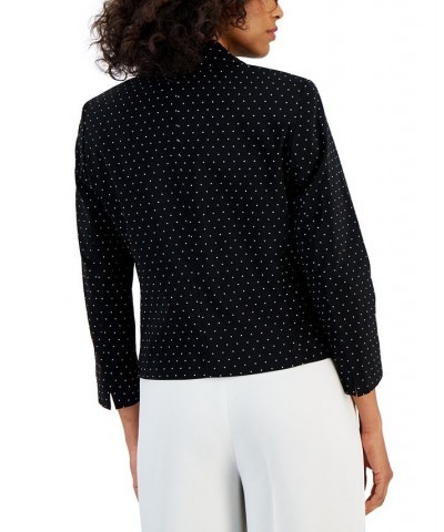 Petite Jacquard One-Button Long-Sleeve Blazer Black/Lily White $39.95 Jackets