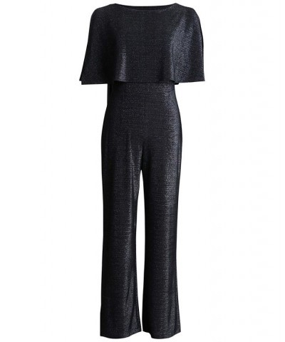 Metallic Cape Jumpsuit Dark Silver $44.55 Pants