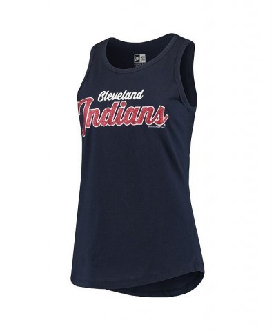 Women's Navy Cleveland Indians Mesh Back Baby Jersey Tank Top Navy $15.99 Tops