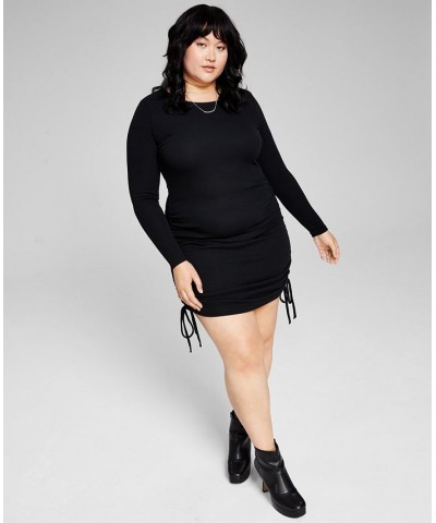 Trendy Plus Size Side-Ruched Knit Dress Black $16.56 Dresses