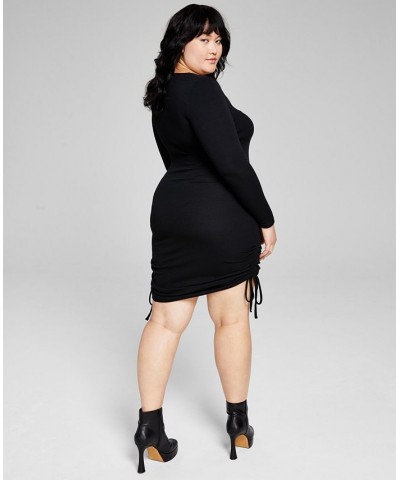 Trendy Plus Size Side-Ruched Knit Dress Black $16.56 Dresses