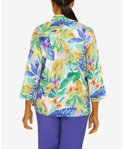 Women's Tropical Leaf Button Down Top Multi $29.19 Tops