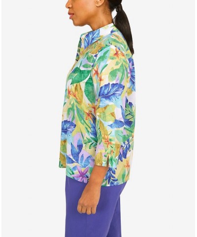 Women's Tropical Leaf Button Down Top Multi $29.19 Tops