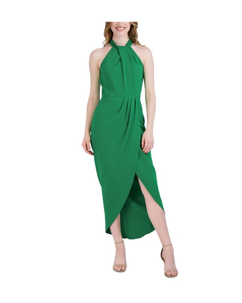 Knot-Neck Tulip-Hem Midi Dress Green $47.73 Dresses