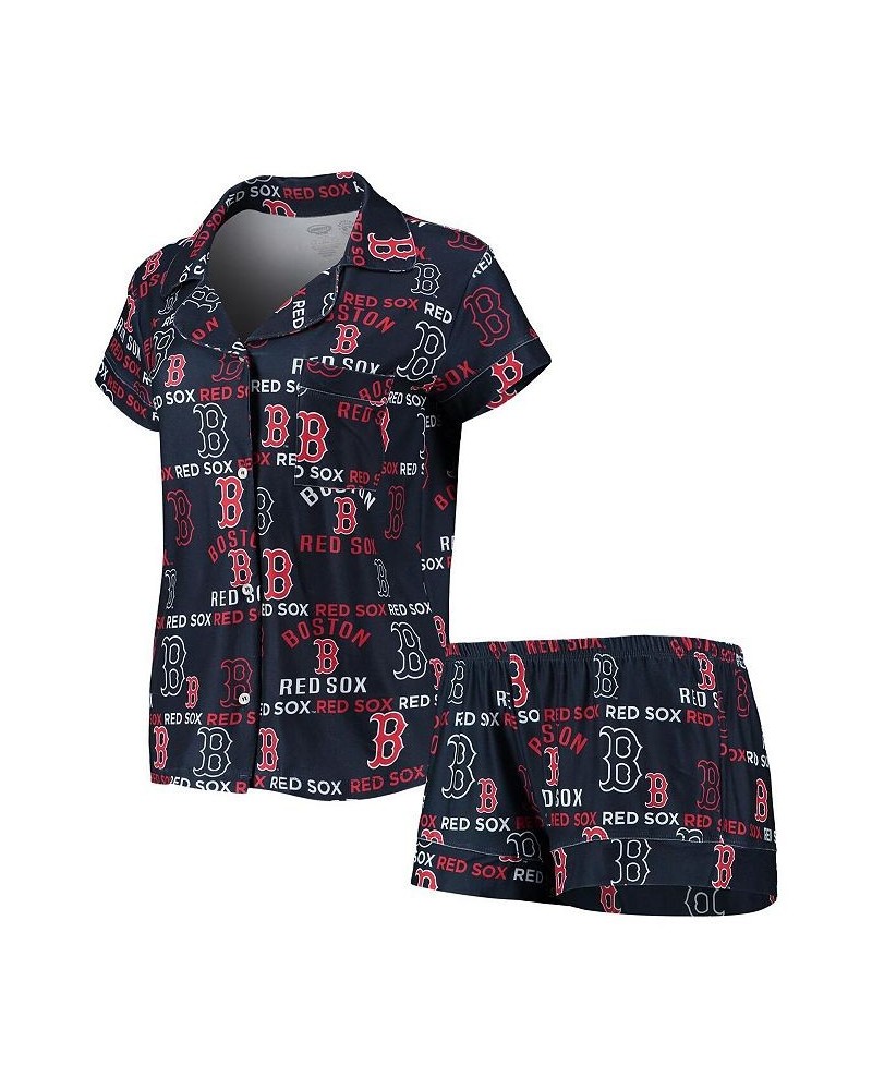 Women's Navy Boston Red Sox Flagship Allover Print Top and Shorts Sleep Set Navy $29.14 Pajama