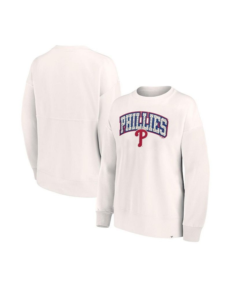 Women's Branded Cream Philadelphia Phillies Leopard Pullover Sweatshirt Cream $35.09 Sweatshirts