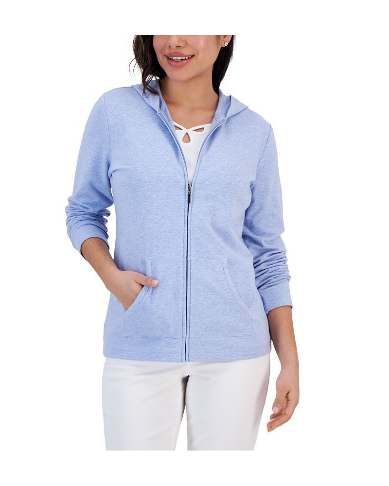 Petite French Terry Zip-Front Hoodie Light Blue Heather $16.51 Sweatshirts