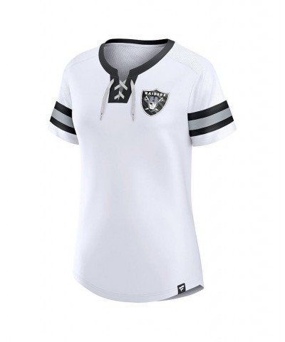 Women's Branded White Las Vegas Raiders Sunday Best Lace-Up T-shirt White $30.80 Tops