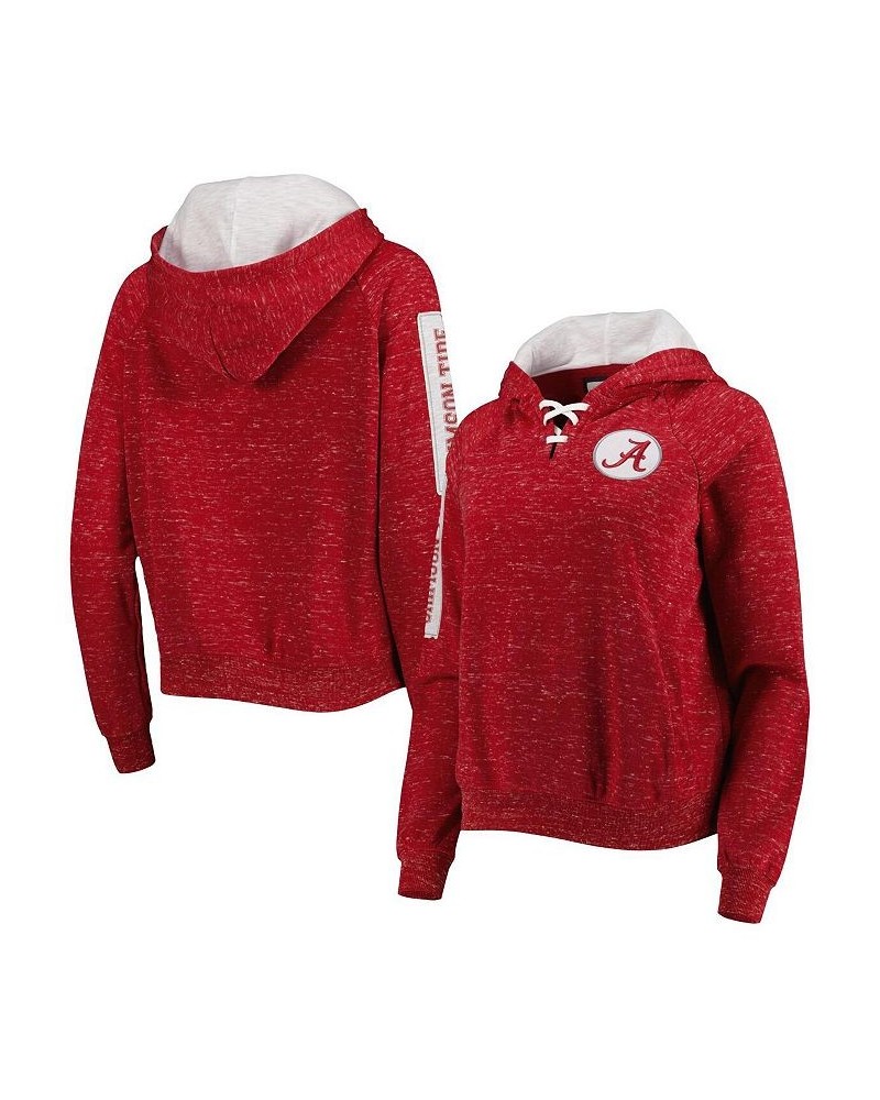 Women's Crimson Alabama Crimson Tide The Devil Speckle Lace-Placket Raglan Pullover Hoodie Crimson $26.65 Sweatshirts