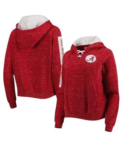 Women's Crimson Alabama Crimson Tide The Devil Speckle Lace-Placket Raglan Pullover Hoodie Crimson $26.65 Sweatshirts