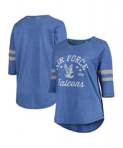 Women's Royal Air Force Falcons Plus Size Jade Vintage-Like Washed Raglan 3/4 Sleeve T-shirt Royal $30.79 Tops