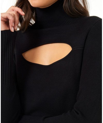 Women's Babysoft Front-Cutout Sweater Black $17.31 Sweaters