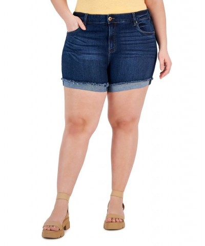 Trendy Plus Size Frayed Cuffed Denim Shorts Getaway $17.99 Shorts